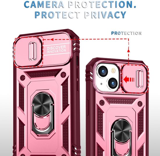 Ring Kickstand with Camera Shield - Coque pour iPhone 14 - Rose