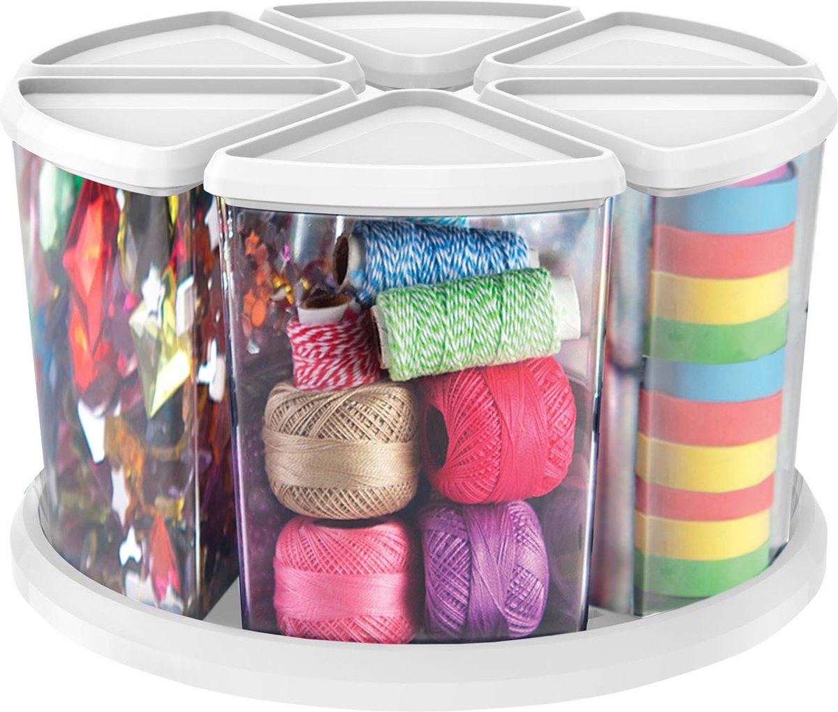 Deflecto carousel organiser met 6 compartimenten, wit