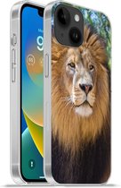 Geschikt voorApple Iphone 14 - Softcase hoesje - Leeuw - Natuur - Dier - Siliconen Telefoonhoesje