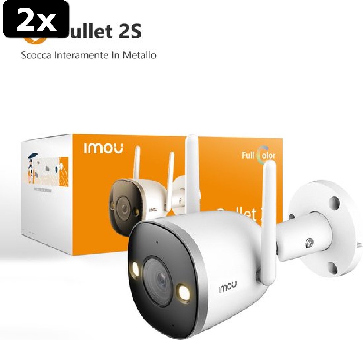2x Imou Bullet 2S IP-camera - 2MP - Voor buiten - Full HD (1080p)