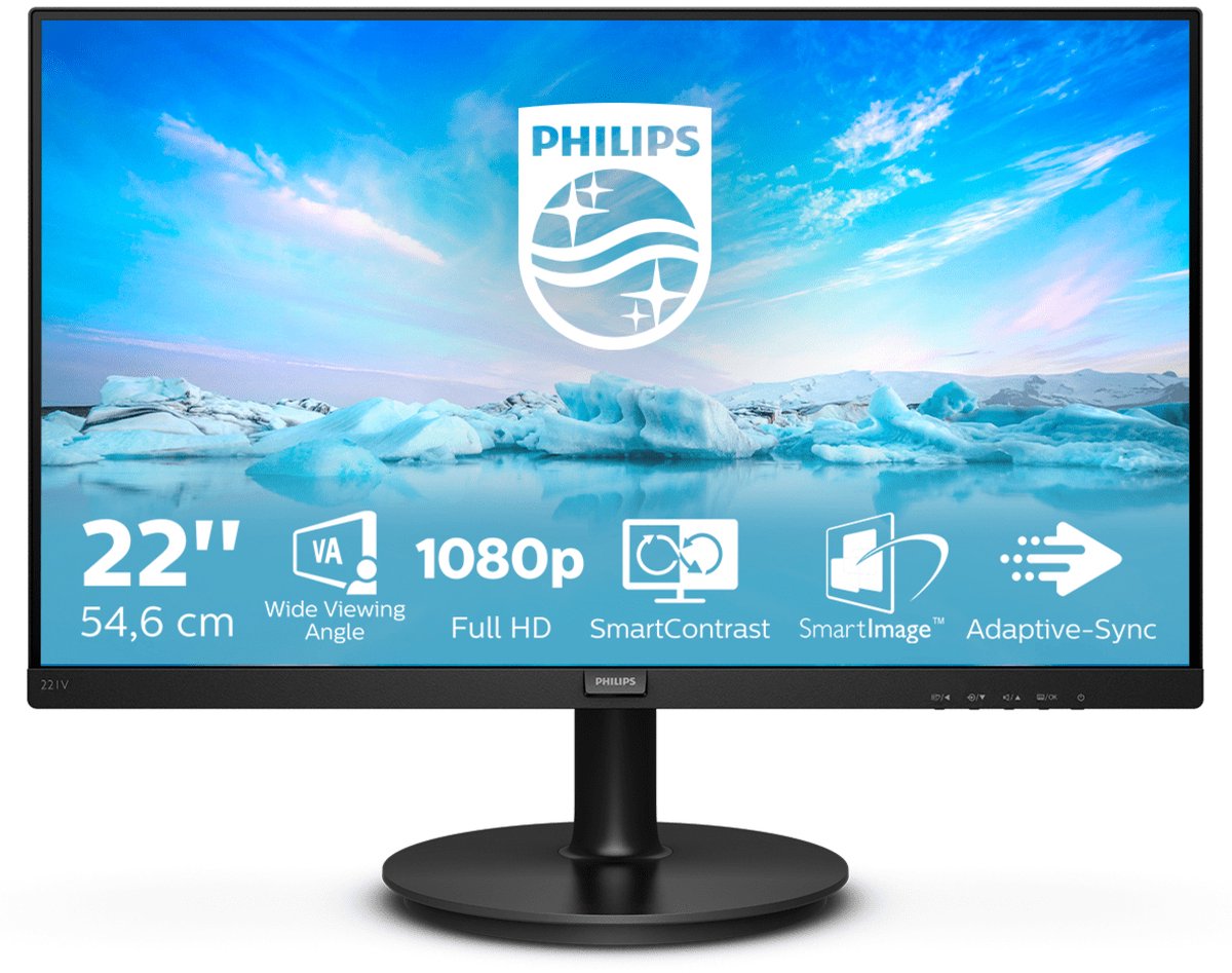 Philips V Line 221V8A/00 LED display 21.5" 1920 x 1080 Pixels Full HD Zwart