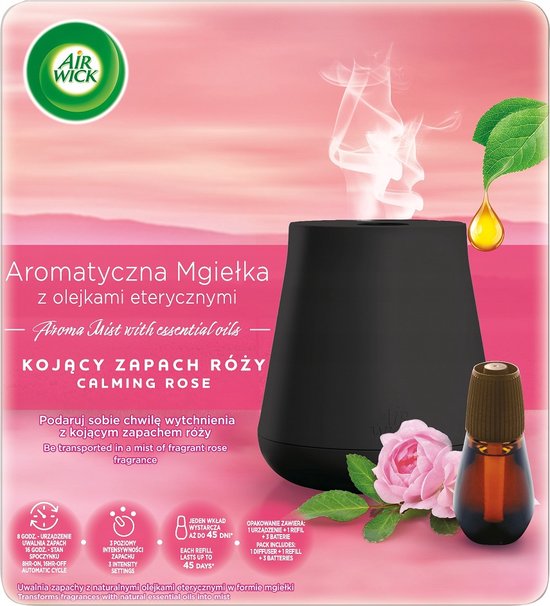 Aroma d'Air Automatique Essential Aroma Mist + Contribution Apaisante  Parfumée Rose 20 ml
