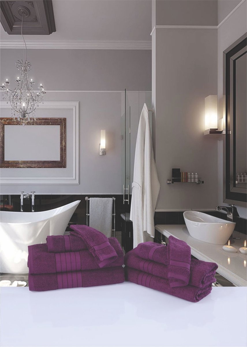 Good Morning uni handdoek effen kleur - Handdoekenset 8 - Bordeaux - Badstof