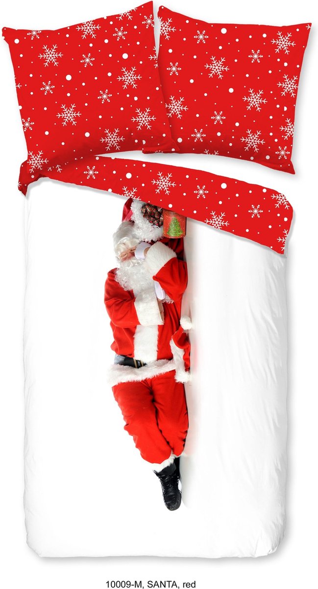 Pure Dekbedovertrek "kerstman" - Rood - (140x200/220 cm) - Microfiber Red