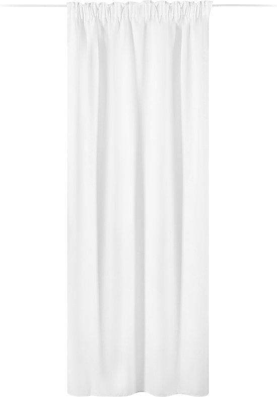 JEMIDI Kant-en-klaar blikdicht gordijn - Gordijn met plooiband 140 x 250 cm - Passend voor op gordijnen rail - Wit
