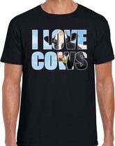 Tekst shirt I love cows met dieren foto van een koe zwart voor heren - cadeau t-shirt koeien liefhebber L
