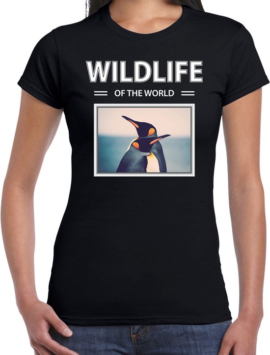 Dieren foto t-shirt Pinguin - zwart - dames - wildlife of the world - cadeau shirt pinguins liefhebber XS