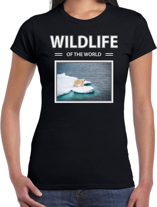 Dieren foto t-shirt IJsbeer - zwart - dames - wildlife of the world - cadeau shirt IJsberen liefhebber M