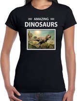 Dieren foto t-shirt T-rex dino - zwart - dames - amazing dinosaurs - cadeau shirt Tyrannosaurus Rex dinosaurus  liefhebber XL
