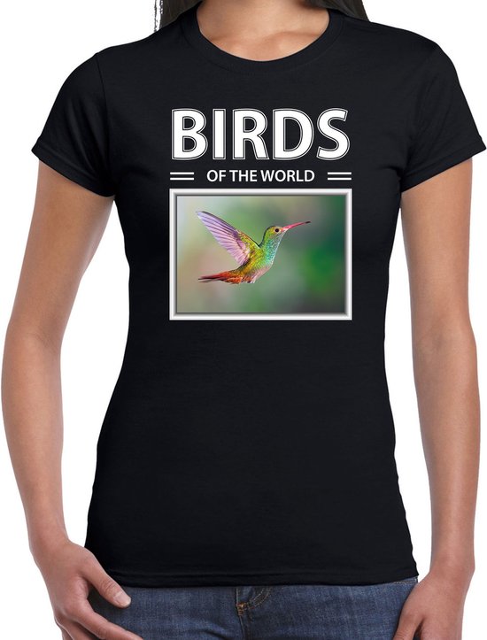 Dieren foto t-shirt Kolibrie - zwart - dames - birds of the world - cadeau shirt Kolibries liefhebber XXL
