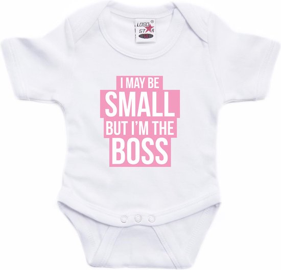 Body bébé texte Small but the boss rose/blanc fille - Cadeau maternité - Vêtements de bébé 68 (4-6 mois)