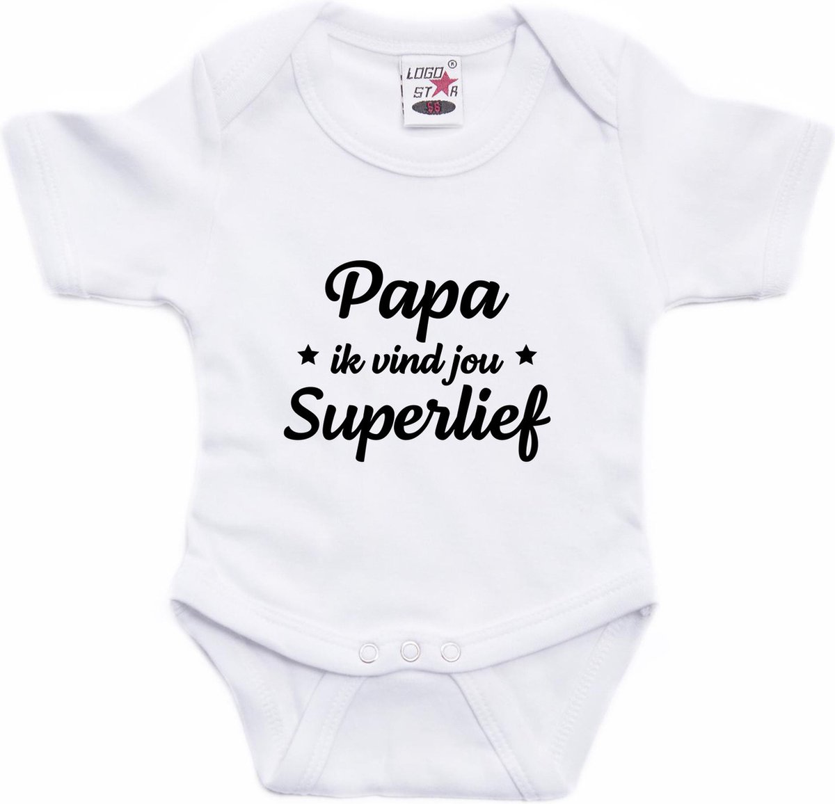 Papa superlief tekst baby rompertje wit jongens en meisjes - Kraamcadeau/ Vaderdag cadeau - Babykleding 80