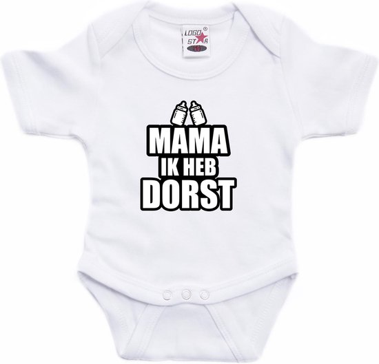 Mama ik heb dorst tekst baby rompertje wit jongens en meisjes