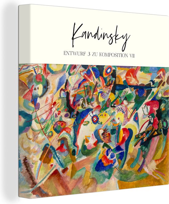 Canvas - Canvas schilderij - Kunst - Oude meester - Kandinsky - Abstract - Canvasdoek - Muurdecoratie - 20x20 cm