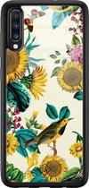 Casimoda® hoesje - Geschikt voor Samsung Galaxy A50 - Zonnebloemen / Bloemen - Luxe Hard Case Zwart - Backcover telefoonhoesje - Multi