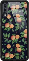 Casimoda® hoesje - Geschikt voor Samsung Galaxy A50 - Fruit / Sinaasappel - Luxe Hard Case Zwart - Backcover telefoonhoesje - Multi