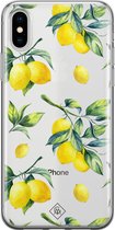Casimoda® hoesje - Geschikt voor iPhone Xs - Lemons - Siliconen/TPU telefoonhoesje - Backcover - Transparant - Geel