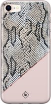 Casimoda® hoesje - Geschikt voor iPhone 8 - Snake Print - Siliconen/TPU telefoonhoesje - Backcover - Slangenprint - Roze