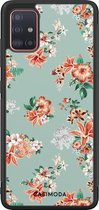 Casimoda® hoesje - Geschikt voor Samsung Galaxy A51 - Lovely Flowers - Zwart TPU Backcover - Tekst - Blauw