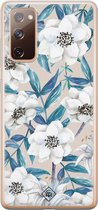 Casimoda® hoesje - Geschikt voor Samsung S20 FE - Bloemen / Floral blauw - Backcover - Siliconen/TPU - Blauw