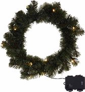 Oneiro’s luxe Kerstkrans 35cm - met verlichting en timer - kerst – kerstkrans - feestdagen - winter - verlichting - binnen - buiten – sfeer