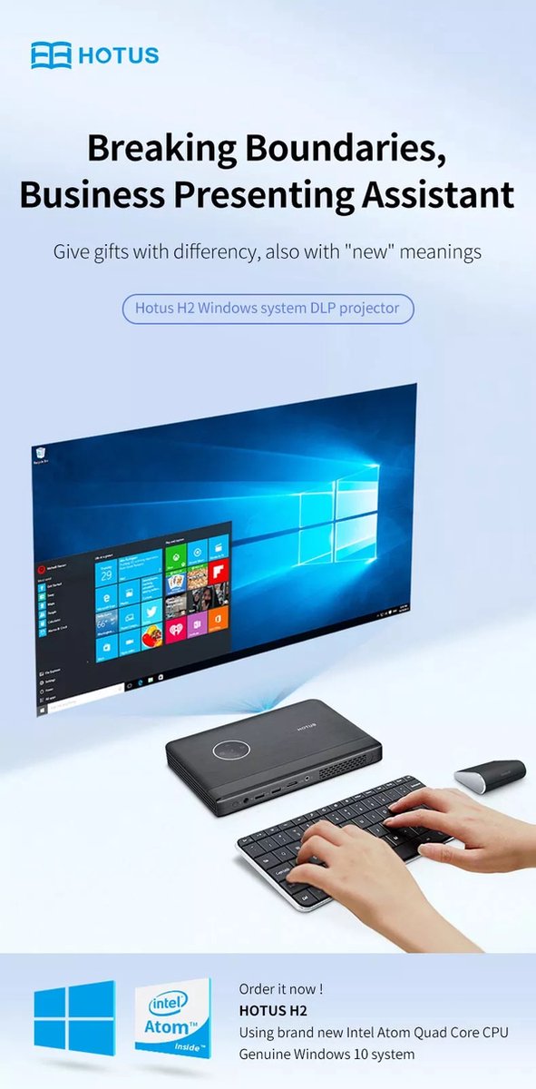 Viatel Smart Portable Business Office Home Windows Systeem Draadloze Wifi Bluetooth Projector