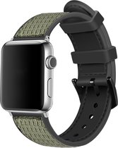 Strap-it Nylon Hybrid band - Geschikt voor Apple Watch bandje - Series 1/2/3/4/5/6/7/8/9/SE/Ultra - Groen - Nylon bandje met siliconen - Stof iWatch bandje voor maat: 42 mm 44 mm 45 mm 49 mm