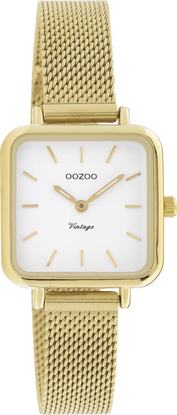 OOZOO Vintage series - goudkleurige horloge met goudkleurige metalen mesh armband - C20263