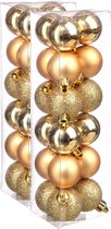 36x stuks kerstballen goud glans en mat kunststof diameter 3 cm - Kerstboom versiering