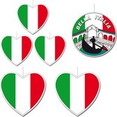 7-delige hou van Italie versiering set hartjes van 14 cm/28 cm en deco borden - Landen vlaggen feestartikelen