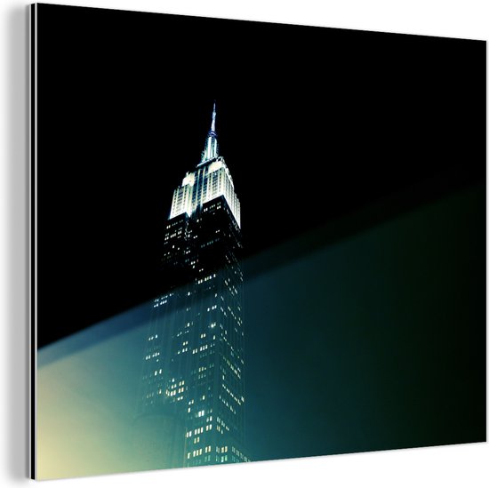 Wanddecoratie Metaal - Aluminium Schilderij - Nachtverlichting op het Empire State Building - Dibond