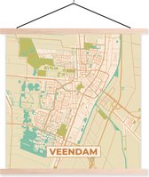 Porte-affiche avec affiche - Affiche scolaire - Carte - Veendam - Vintage - 120x120 cm - Lattes vierges