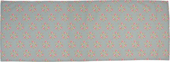 Clayre & Eef Chemin de table 50x140 cm Vert Coton Fleurs Nappe