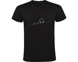 Koptelefoon met muzieknoten Heren T-shirt | muziek | instrumenten | zanger | dj | muziek luisteren | Zwart