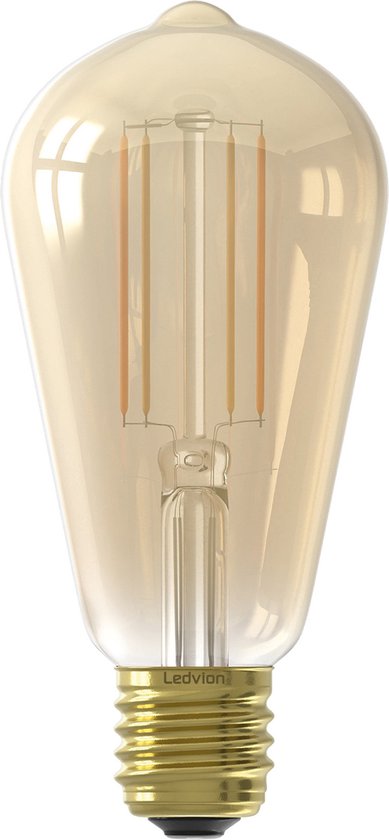 Ledvion LED Lamp Filament, Dimbare LED Lamp, Verlichting, Sfeerlamp, Plafondlamp, E27 LED Lamp, 4.5W, 2100K, 470 Lumen