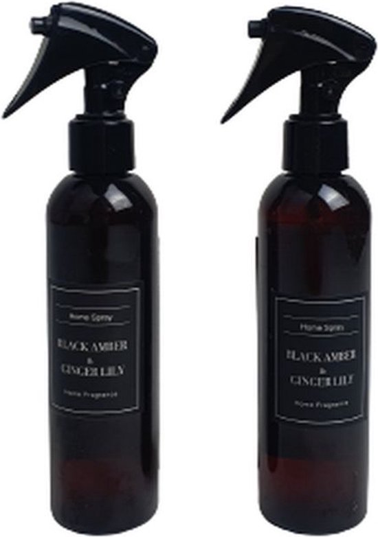 Black Amber & Ginger Lily Huisparfum Set van 2 100 ML Glas Bruin bol