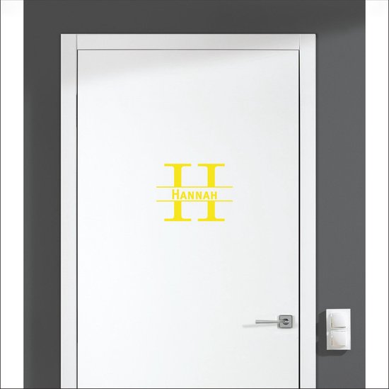 Sticker pour porte avec nom - Hannah - Jaune