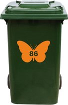 Kliko Sticker / Vuilnisbak Sticker - Vlinder - Nummer 86 - 14x21 - Oranje