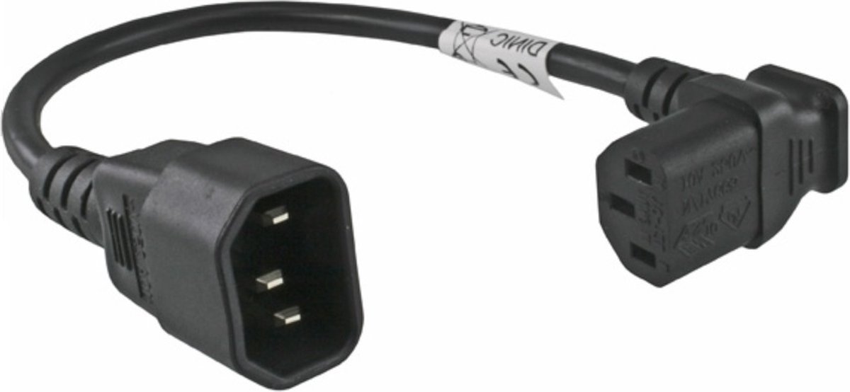 C13 (haaks/beneden) - C14 stroomkabel voor UPS/PDU - 3x 0,75mm / zwart - 0,30 meter