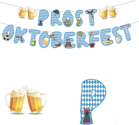 Oktoberfest - Duits bier feest - thema decoratie pakket- lederhosen  versiering blauw wit | bol.com