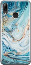 Mooie Telefoonhoesjes - Hoesje geschikt voor Huawei P Smart (2019) - Marmer blauw goud - TPU Siliconen Backcover - Marmer - Blauw