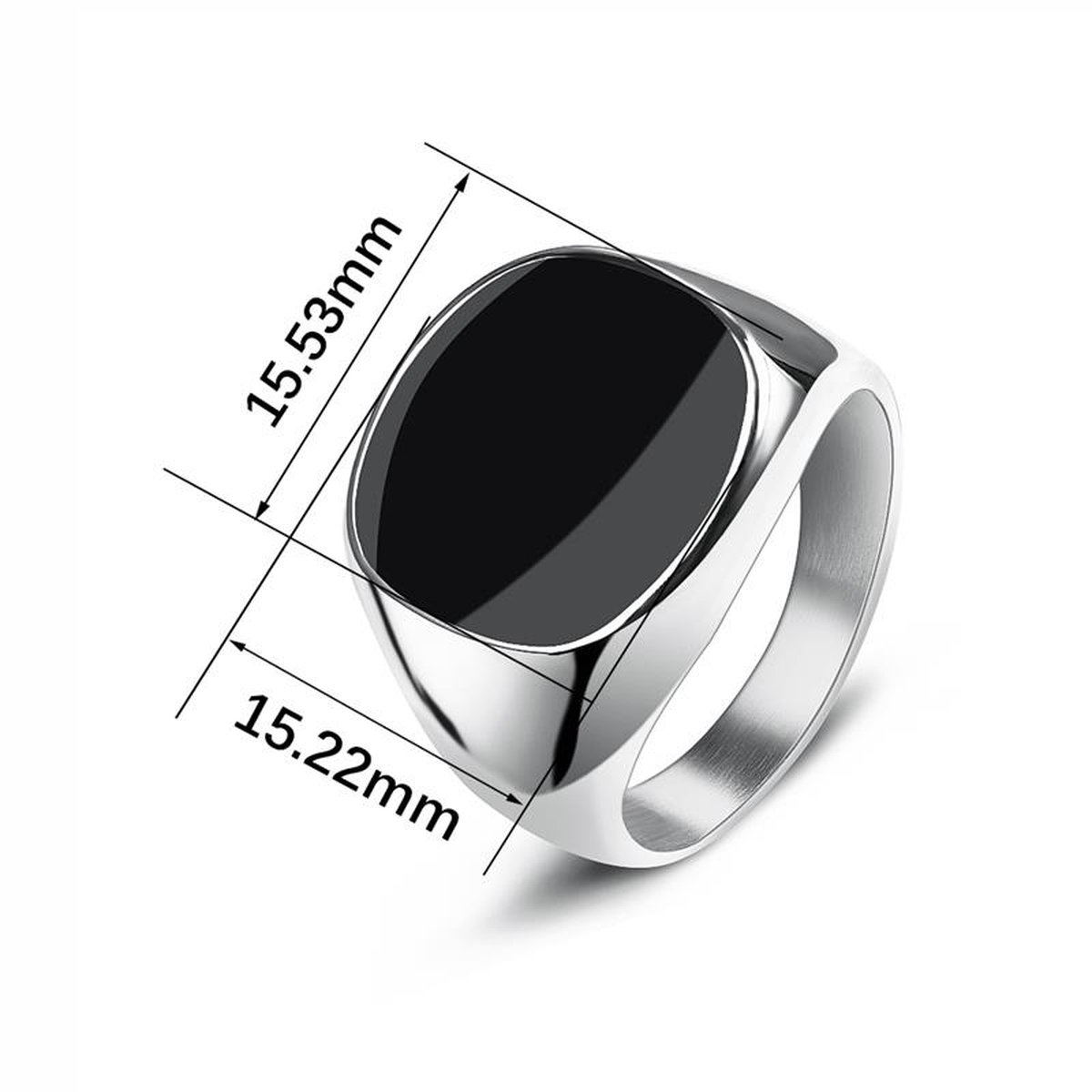 Chevalière homme acier couleur argent Taille 18 57 Ring