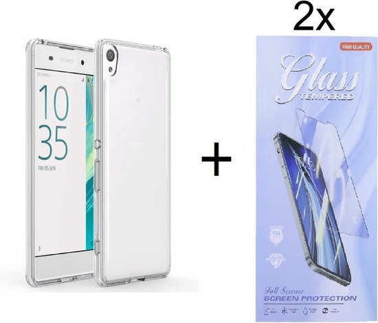 Coque Sony Xperia XA1 Silicone Transparente + 2X Protecteur d'écran en Tempered Glass Trempé - ZT Accessoires