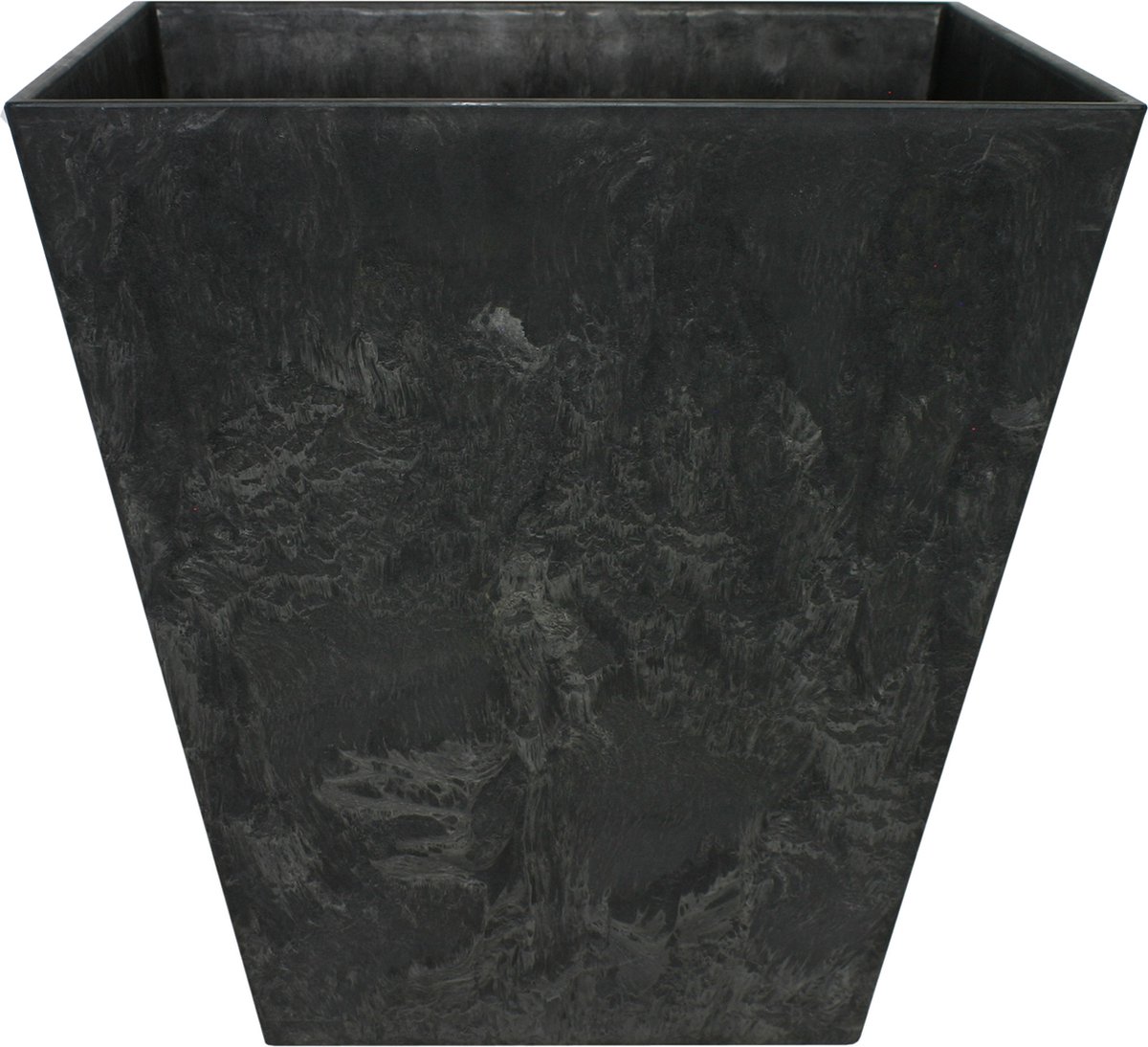 Ter Steege Bloempot/plantenpot - vierkant - gerecycled kunststof - zwart - D30 en H30 cm