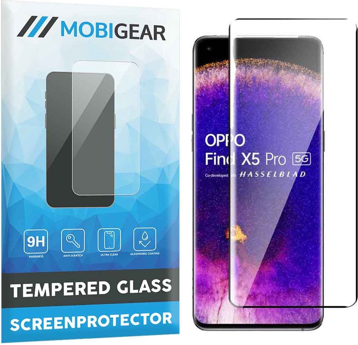 Mobigear Screenprotector geschikt voor OPPO Find X5 Glazen | Mobigear Premium Screenprotector - Zwart
