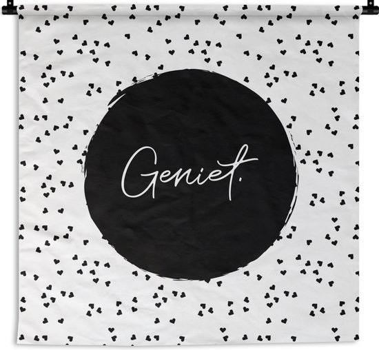 Wandkleed - Wanddoek - Quotes - Geniet - Zomer - Tekst - 120x120 cm - Wandtapijt