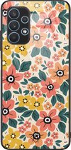 Casimoda® hoesje - Geschikt voor Samsung Galaxy A32 5G - Blossom - Luxe Hard Case Zwart - Backcover telefoonhoesje - Multi