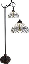 Tiffany Vloerlamp 152 cm Bruin Wit Glas Staande Lamp Glas in Lood Tiffany Lamp