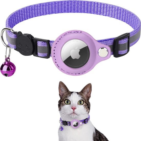 AdroitGoods Airtag Chats/Chien Collier Violet - Support - Avec Cloche