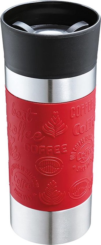 cilio VIAGGIO Thermosbeker voor onderweg, roestvrij staal, deksel van kunststof, 360° drinksluiting, dubbelwandig systeem, breuk- en lekvrij, 500 ml, hoogte: 22,5 cm, donkergroen